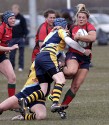 Victoria Fleetwood on the charge. Worcester v Lichfield at Sixways, Pershore Lane, Hindlip, Worcester on 7th April 2013 KO 1430.