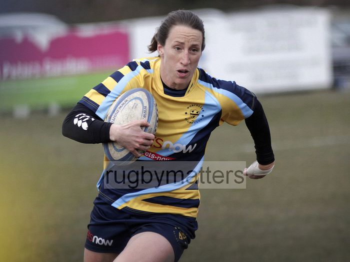 Kat Merchant make a run up the wing. Worcester v Lichfield at Sixways, Pershore Lane, Hindlip, Worcester on 7th April 2013 KO 1430.