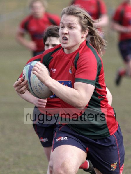 Roz Cowley makes a break. Worcester v Lichfield at Sixways, Pershore Lane,\nHindlip, Worcester on 7th April 2013 KO 1430.