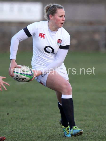 Amber Reed in action. Scotland Women v England Women in the Six Nations 2014 at Rubislaw, Aberdeen, Scotland on Sunday 9th February 2014, kick off 1400