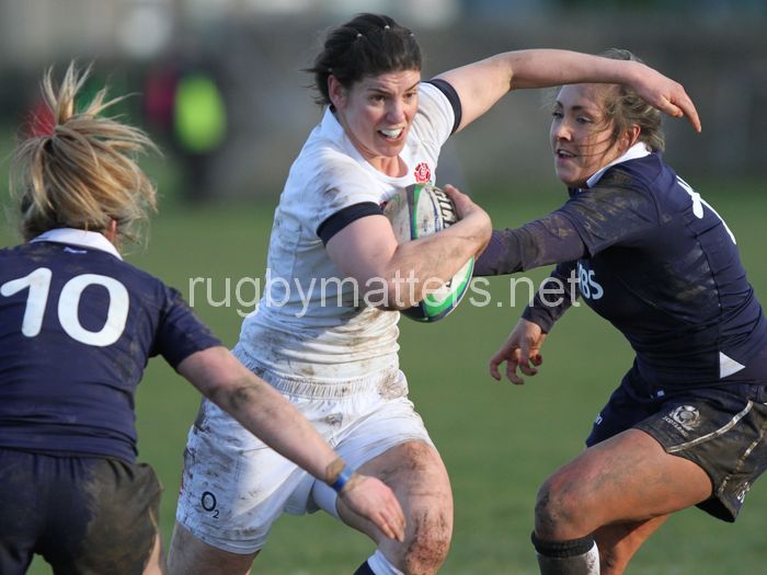 Sarah Hunter in action. Scotland Women v England Women in the Six Nations 2014 at Rubislaw, Aberdeen, Scotland on Sunday 9th February 2014, kick off 1400
