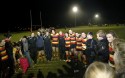 The match and Premier League winners huddle after the game. Bristol v Richmond at Newbury RFC, Monks Lane, Newbury, Berkshire, England on Wednesday 22nd January 2014, kick off 2000