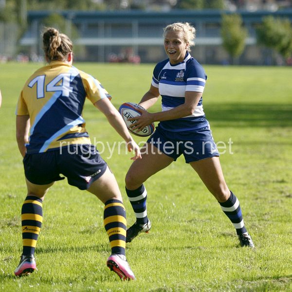 Kay Wilson takes on the Worcester defence. Bristol v Worcester at Portway Rugby Development Centre, Bristol on 6th October 2013, ko 14.30
