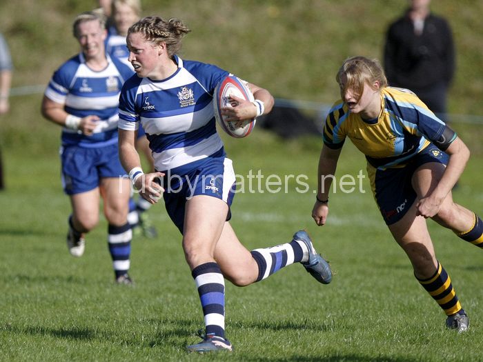 Amber Reed in action. Bristol v Worcester at Portway Rugby Development Centre, Bristol on 6th October 2013, ko 14.30