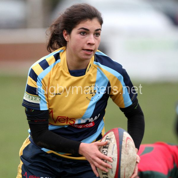 Sophie Watkiss in action. Lichfield v Worcester at Cooke Fields, Lichfield, England on 24th November 2013 ko 1400