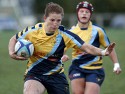 Lydia Thompson makes a break. Worcester v DMP Sharks at Westons Land Pitches, Sixways, Pershore Lane, Worcester on 27th October 2013 ko 1400