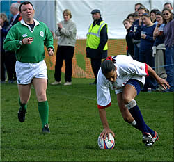 Paula George (Wasps), scores England's first try and  leads by example!